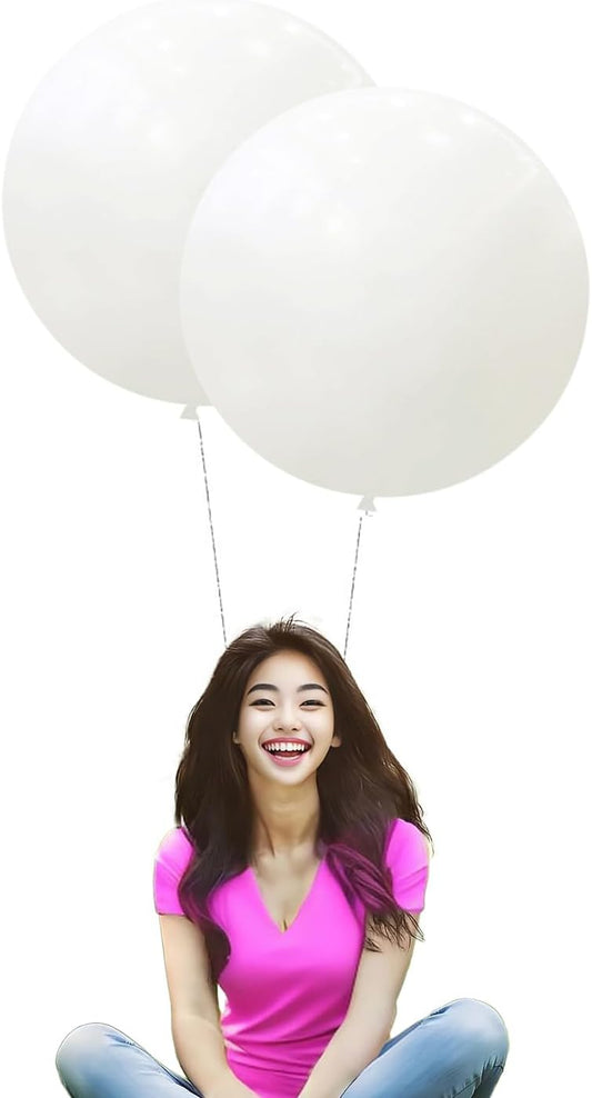 IN-JOOYAA 10Pcs 24 Inch Balloons White Giant Round Balloons Large Balloon For Wedding Baby Shower Birthday Party Decorations