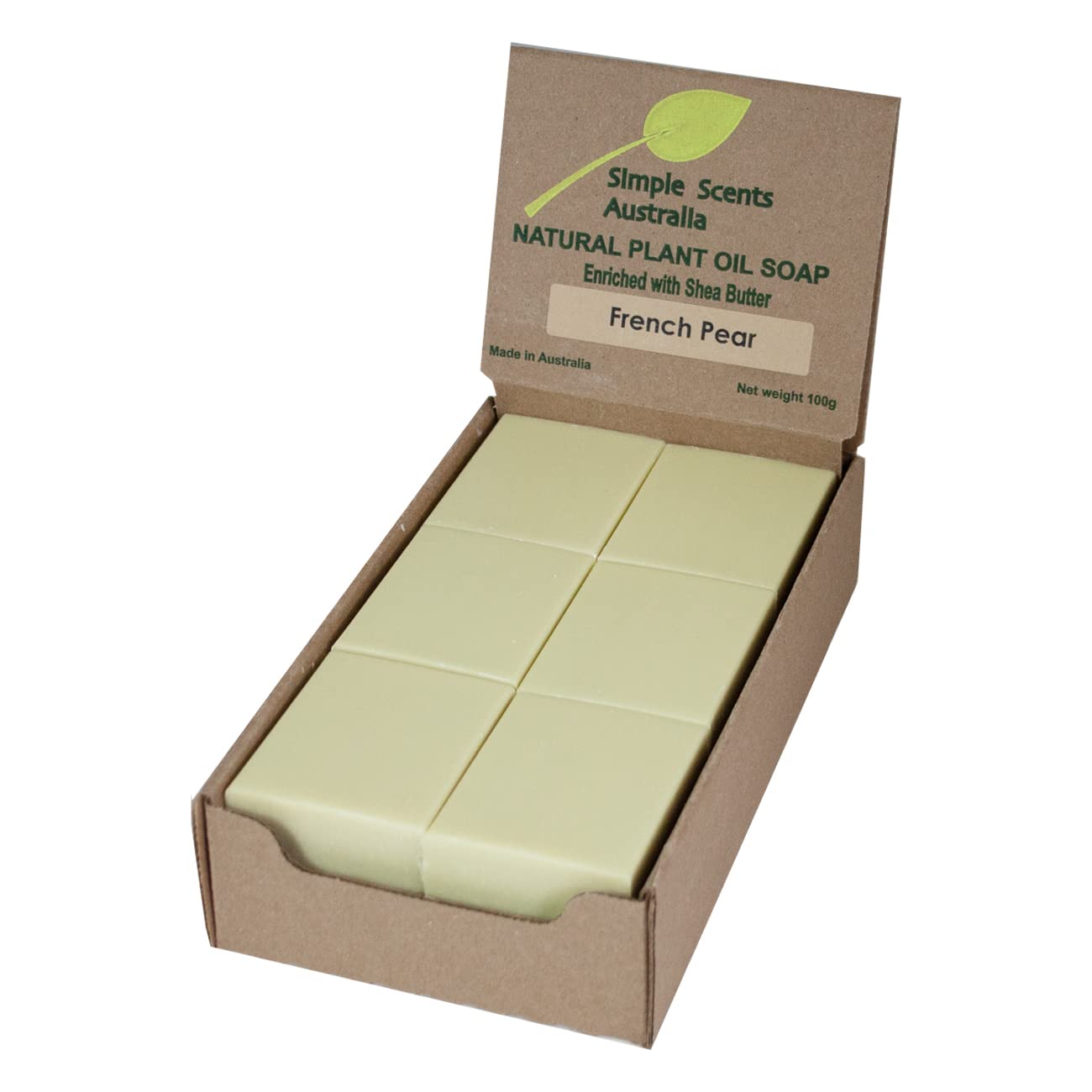 Simple Scents Australia French Pear Scented Natural Soap Bars (12 Bars), 3.5oz Moisturizing French Triple Milled Soap Bars Enriched with Shea Butter - Pure Plant Oil Bath & Body Bars