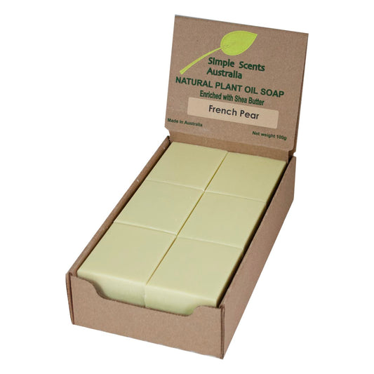 Simple Scents Australia French Pear Scented Natural Soap Bars (12 Bars), 3.5oz Moisturizing French Triple Milled Soap Bars Enriched with Shea Butter - Pure Plant Oil Bath & Body Bars