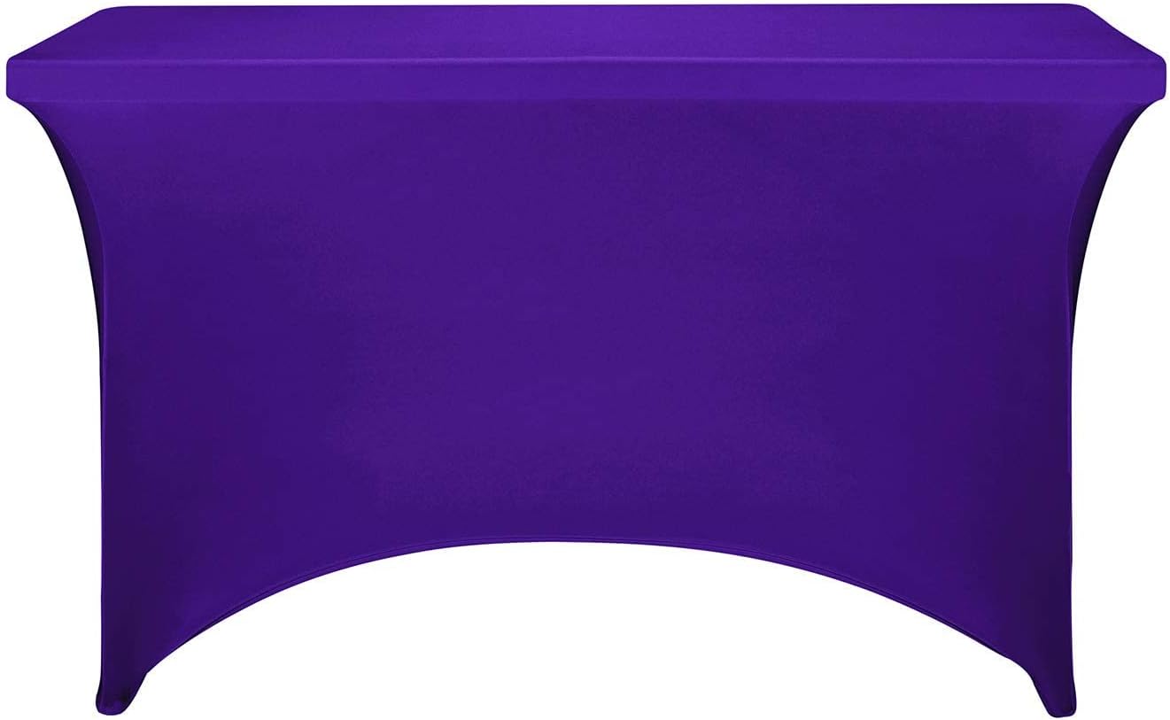 FORLIFE 2Pack Spandex Table Covers，Fitted Tablecloth for Rectangular Tables, Stretch Patio Table Covers, Universal Spandex Table Cover for Wedding, Banquet, Party (4ft, Purple)