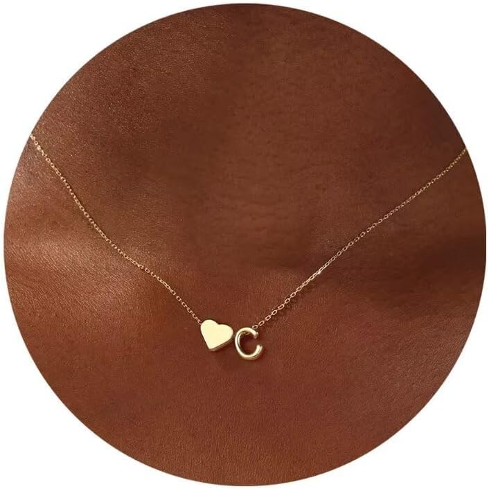 Turandoss Heart Initial Necklace for Women Teen Girls - 18K Gold Plated Letter A-Z Pendant Necklace Dainty Heart Necklaces Tiny Initial Necklaces Birthday Gifts for Women Jewelry