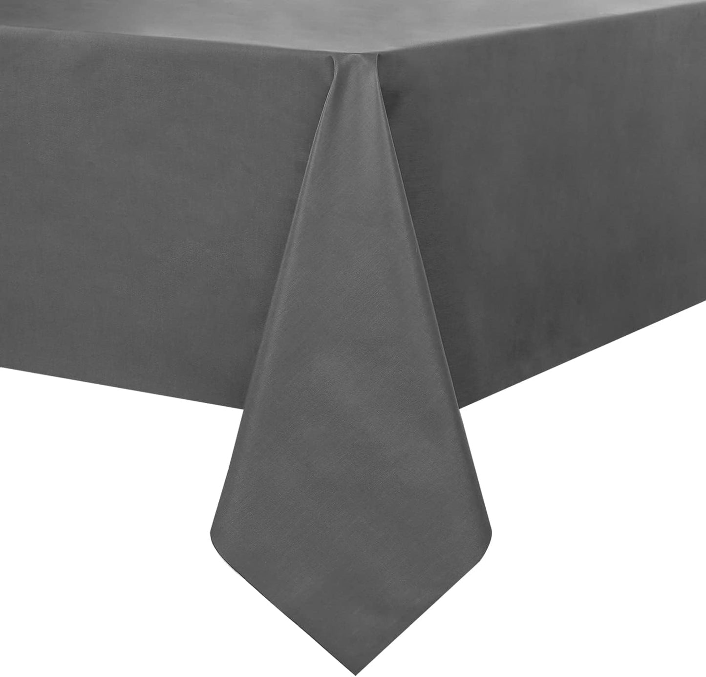 Romanstile 100% Waterproof PVC Tablecloth, Rectangle Oil Spill Proof Stain Resistant Vinyl Table Cloth, Wipe Clean Plastic Table Covers for Kitchen/Dining/Parties - 54 x 78 Inch, Dark Grey