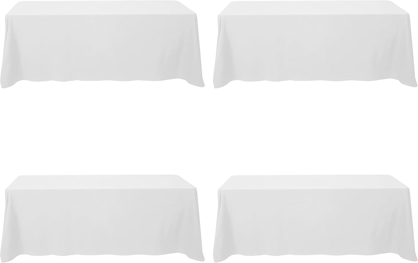 BRILLMAX 4 Pack White Tablecloths for 8 Foot Rectangle Tables 90 x 156 Inch - 8ft Rectangular Bulk Linen Polyester Fabric Washable Cloth Cover for Wedding Reception Banquet Birthday Party