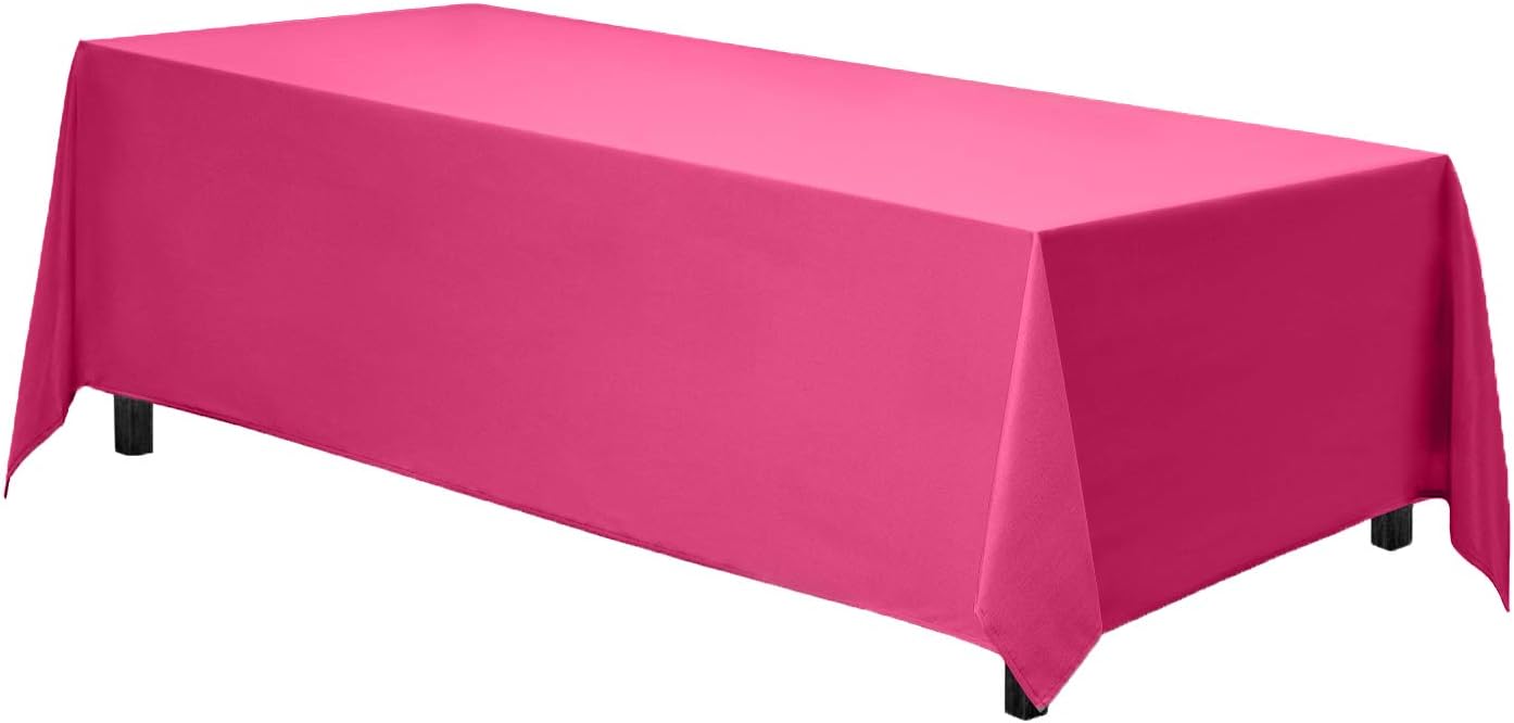 Gee Di Moda Rectangle Tablecloth - 70 x 120 Inch Fuchsia Table Cloth for 6 or 8 Foot Rectangle Table - Heavy Duty Washable Fabric - for Buffet Table, Holiday Party, Dinner, Wedding & Baby Shower