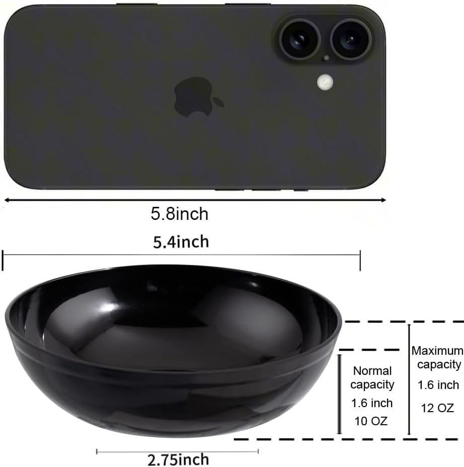 bUCLA 50Pack Black Plastic Bowls - 10oz Disposable Black Plastic Salsa/Serving Bowls - Ideal for Party & New Year