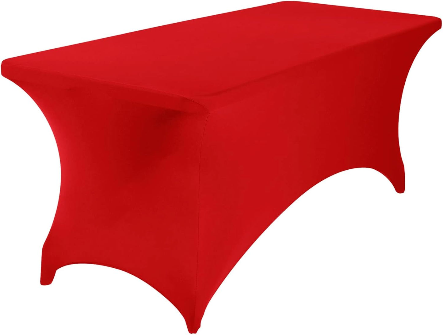 4Pack Spandex Waterproof Table Covers 6ft，Spandex 6ft Waterproof Table Cover for Party,Wedding, Banquet, and Events(Red)