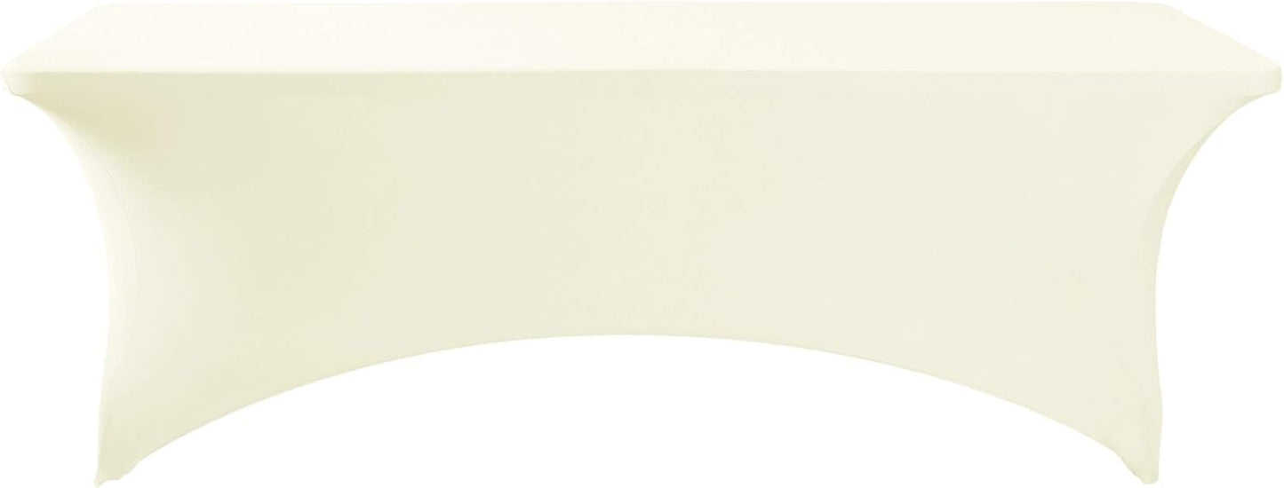 FORLIFE Spandex Table Covers，Fitted Tablecloth for Rectangular Tables, Stretch Patio Table Covers, Universal Spandex Table Cover for Wedding, Banquet, Party (8ft, Ivory)