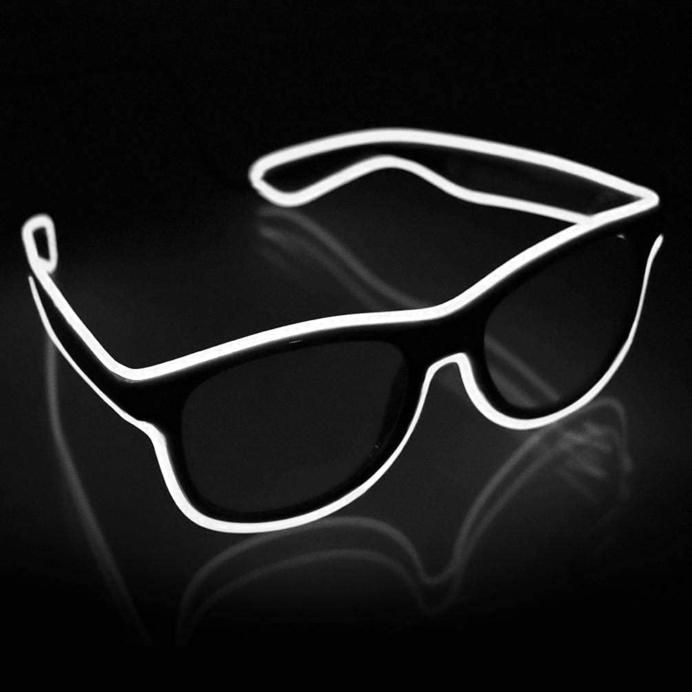 YouRfocus Wireless LED Light Up Glasses Glow in the Dark Neon Rave Glasses for Rave Party, EDM, Halloween，Christmas (White)