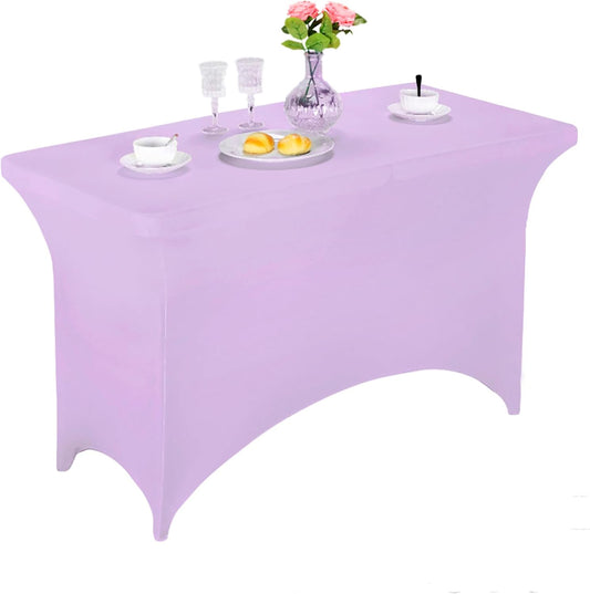 LZY Spandex Fitted Stretch Table Cover for 6 ft or 4ft or 8ft Folding Table, Rectangular Cocktail Tablecover, Perfect for Party and Banquet
