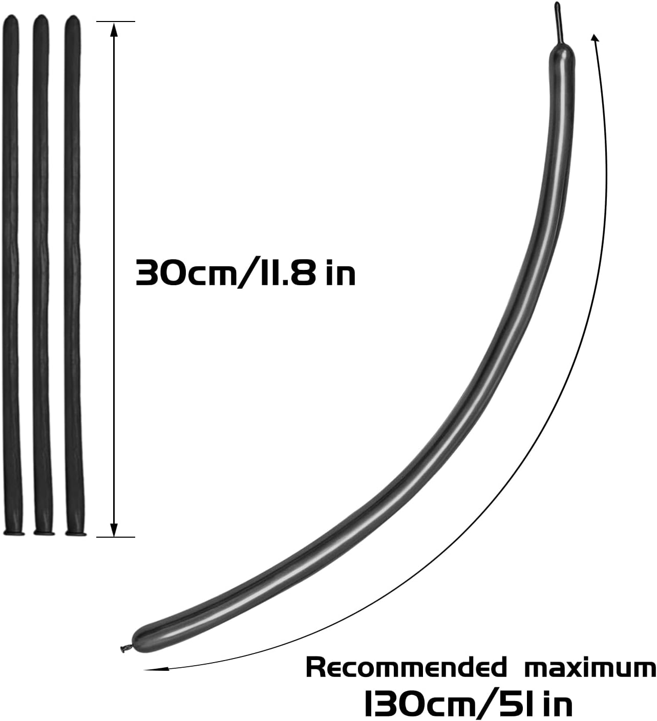 KAWKALSH 260 Metallic Black Long Balloons for Balloon Garland Thickening Skinny Latex Twisting Animals Modeling Christmas Birthday Wedding Party Festival Decorations 100pcs