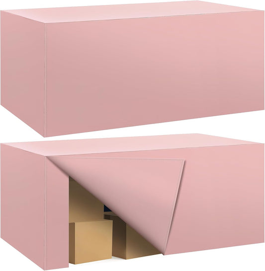 Ascoza 2 Pack Fitted Tablecloth for 8 Foot Rectangle Tables 96 x 30 Inch Dusty Pink Table Covers Water Resistant Polyester Table Cloth for Wedding, Parties,Display, Trade Show (Dusty Pink)