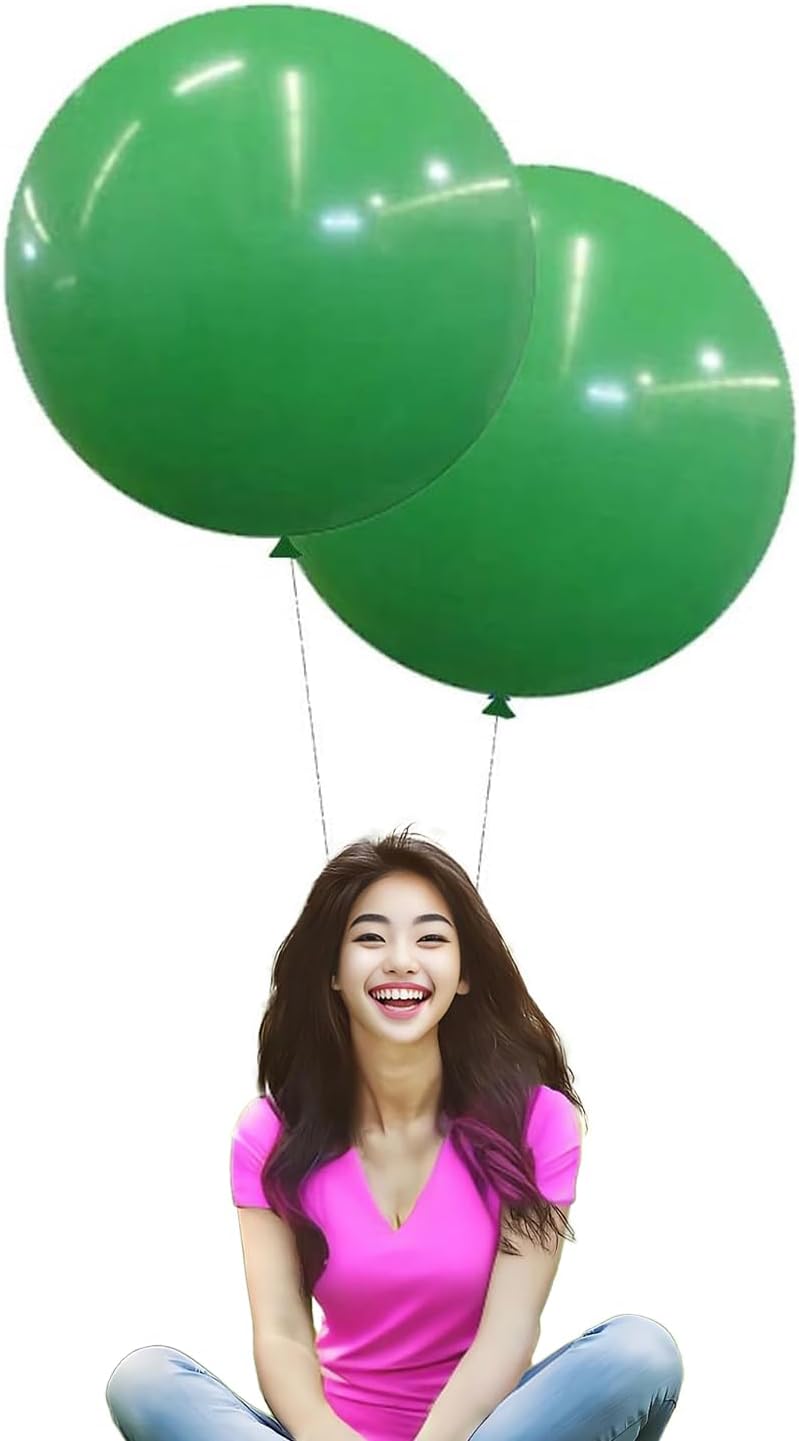 IN-JOOYAA 10Pcs 24 Inch Balloons Green Giant Round Balloons Large Balloon For Wedding Baby Shower Birthday Party Decorations