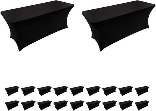 LZY 20 Pack Spandex Table Covers 6 Feet, Stretch/Fitted Table Covers for 6 Feet Folding Table, Rectangular Spandex Table Cloths for Wedding Party or Event (6FT-20PCS, Black)