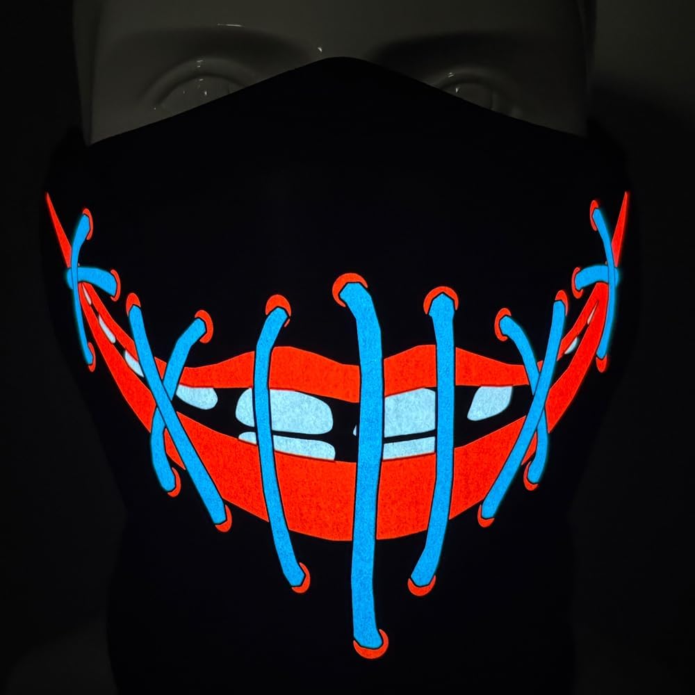 LED Halloween Mask Sound Reactive Light Up Mask Scary Masks for Costumes Cosplay,Music Party,Rave Events, EDC