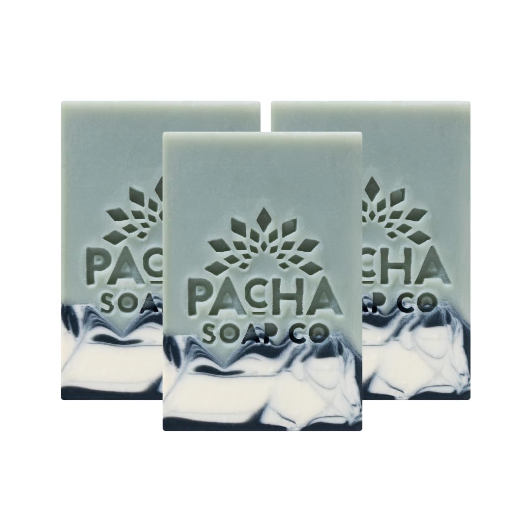 Pacha Soap Co. Bar Soap, Vanilla & Sage, 4 oz, 3-Pack (12 oz Total) - Premium, Hydrating, Moisturizing, Face Wash, Hand Cleanser, Body Wash, Handcrafted in the USA