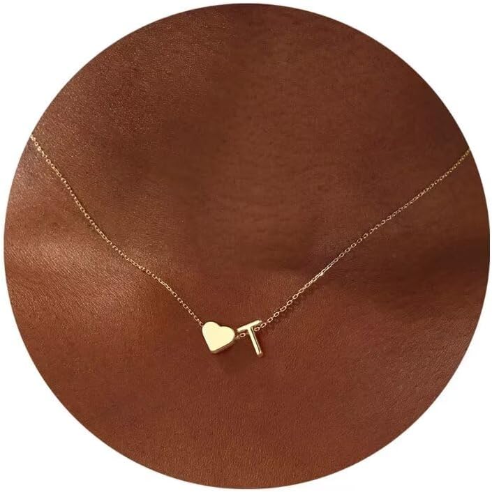 Turandoss Heart Initial Necklace for Women Teen Girls - 18K Gold Plated Letter A-Z Pendant Necklace Dainty Heart Necklaces Tiny Initial Necklaces Birthday Gifts for Women Jewelry