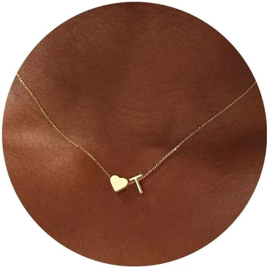 Turandoss Heart Initial Necklace for Women Teen Girls - 18K Gold Plated Letter A-Z Pendant Necklace Dainty Heart Necklaces Tiny Initial Necklaces Birthday Gifts for Women Jewelry
