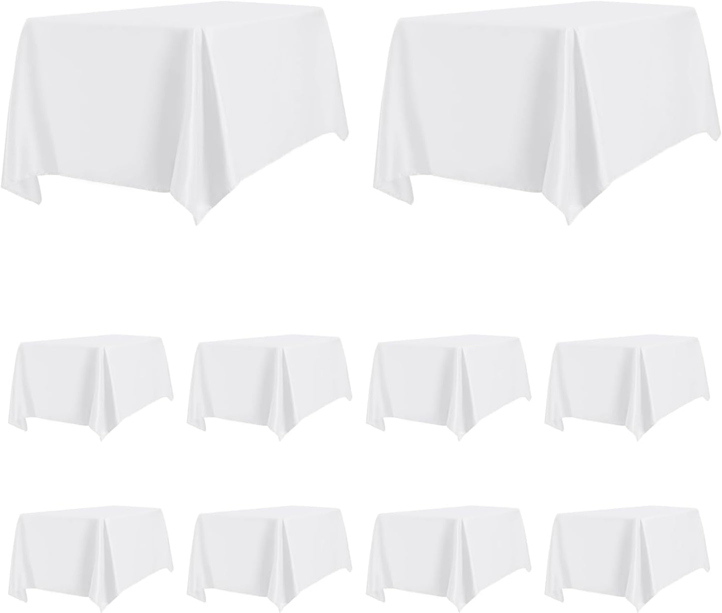 PureFit 10 Pack Rectangle White Table Cloths 60 x 126 Inch for 6Ft Tables, Stain and Wrinkle Resistant Table Linens for Home Use, Wedding, Party, Banquet and Camping
