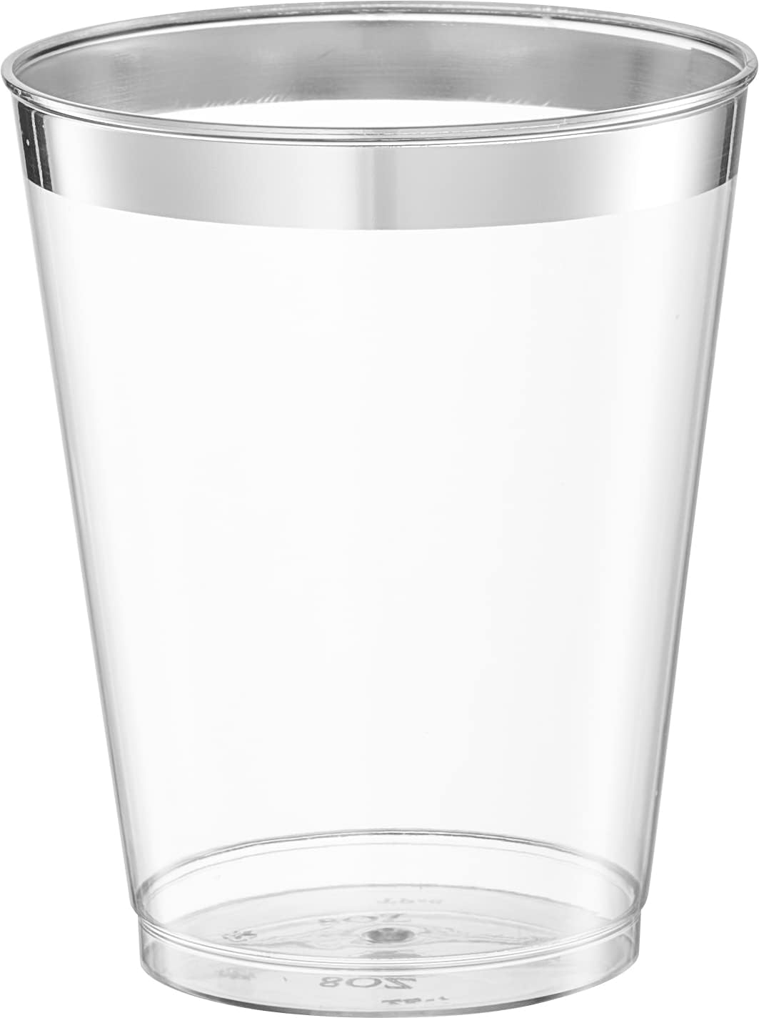 PLASTICPRO Disposable 8 oz Crystal Clear Plastic Tumblers With Silver Rim for Party's & Weddings pack of 100