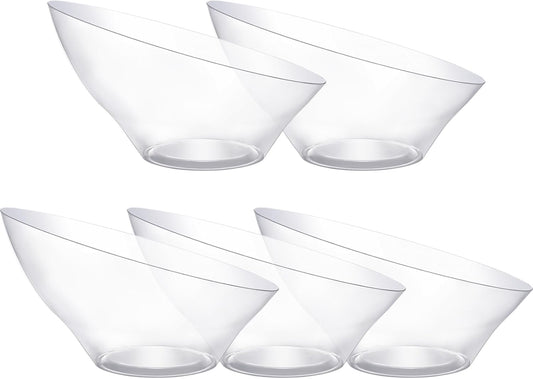 20pack Clear Plastic Serving Bowls for Party,20oz Disposable Serving Bowl,Angled Bowls for Wedding Party Chip, Candy, Salad,Fruit