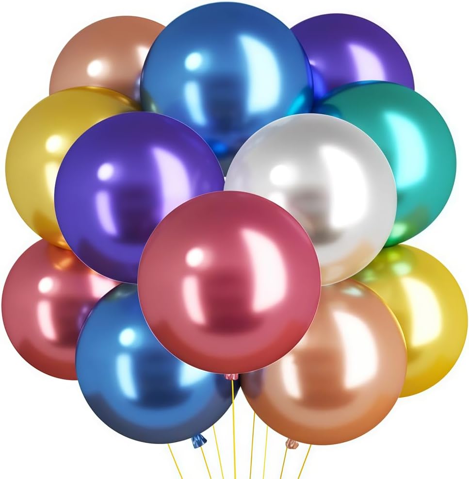 35 Pack Metallic Balloons 18 Inch Chrome Shiny Assorted Colors Latex Rainbow 7 Kinds Color Large Balloon for Birthday Wedding Bridal Baby Shower Supplies Party Decorations