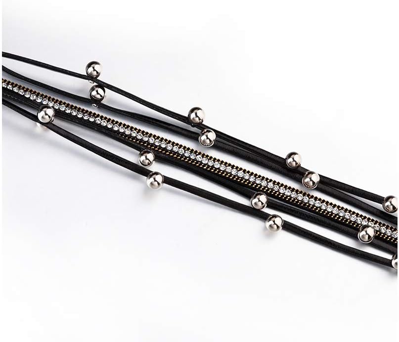 Fesciory Leather Wrap Bracelets for Women, Boho Leopard Multi-Layer Crystal Beads Cuff Bracelet Jewelry