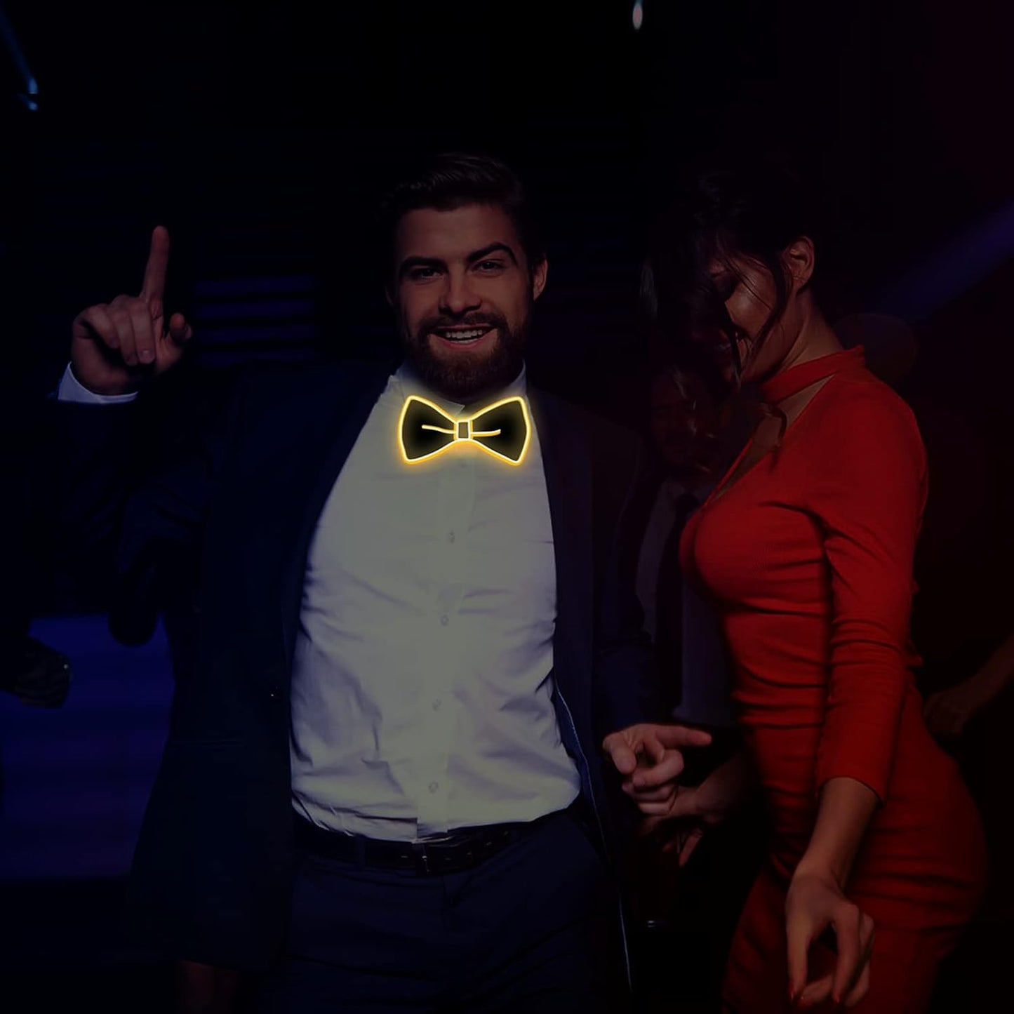 Ainiv Light Up Neckties Bowties Suspenders LED Party Supplies Glow in the Dark Adjustable for Women and Men Parties