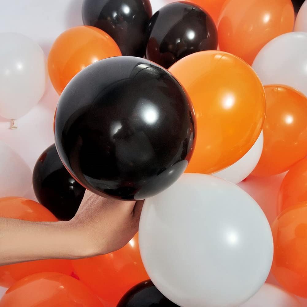 300 Pack Orange Black and White Balloons - 5 Inch Mini Orange Black and White Latex Small Balloons - 100 of Each of 3 Colors for Halloween Party Balloon Arch Garland Assorted Colors Decorations