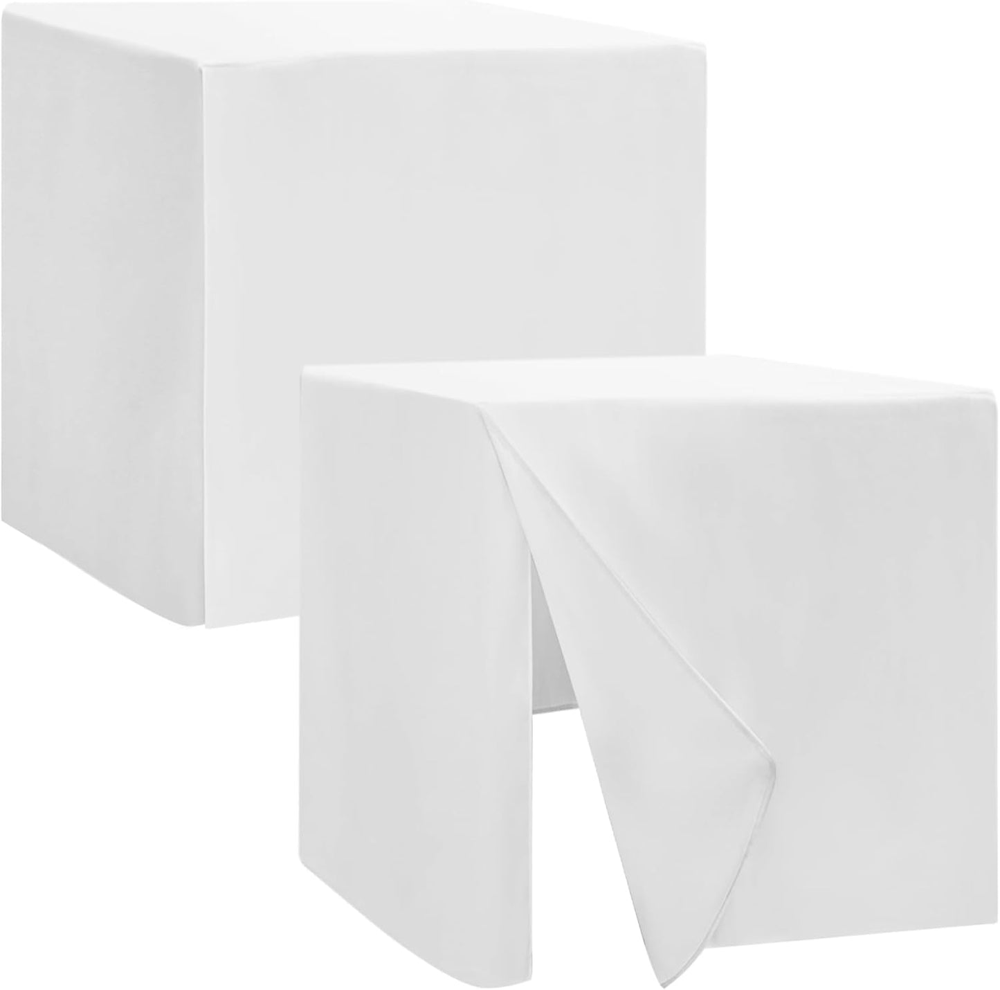HolidayIdeas 2 Pack Square Fitted Table Covers - 34 x 34 Inch - Fabric Table Clothes Versatile Tablecloths for Parties, Holiday Dinner, Trade Show, Vendor Stand (White)
