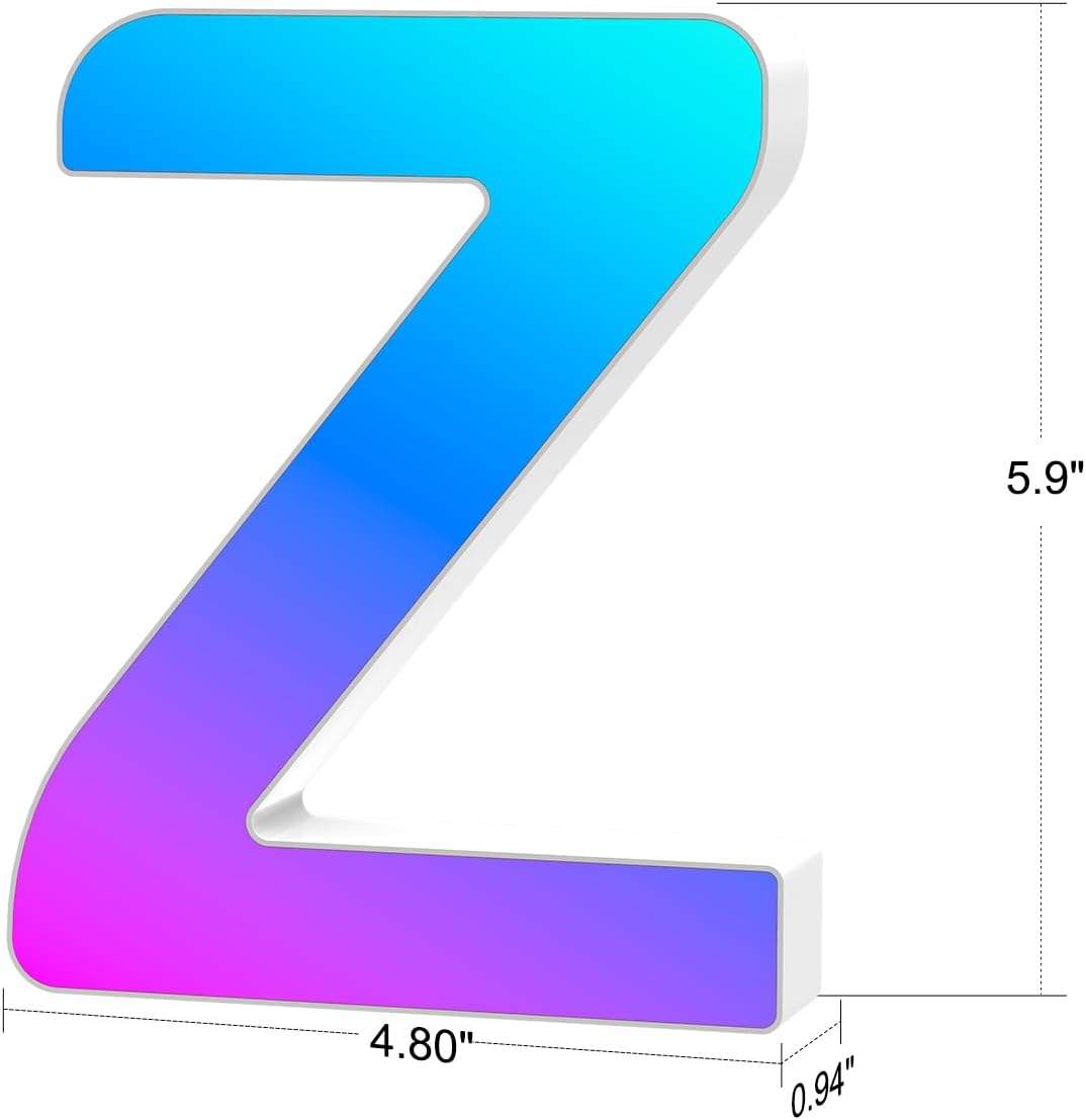 Light Up Letters Marquee Letter - Music Sync RGB Color Changing LED Lights Letter Logo Game Lights for Girls Women Party Birthday Christmas Valentine's Day Wall Desktop Decoration (MRGB-Z)