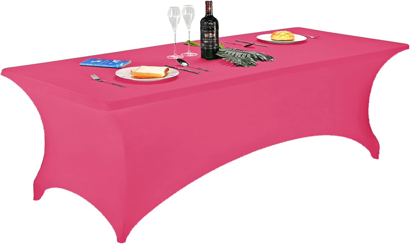 LZY Spandex Fitted Stretch Table Cover for 6 ft or 4ft or 8ft Folding Table, Rectangular Cocktail Tablecloth, Perfect for Party or Banquet