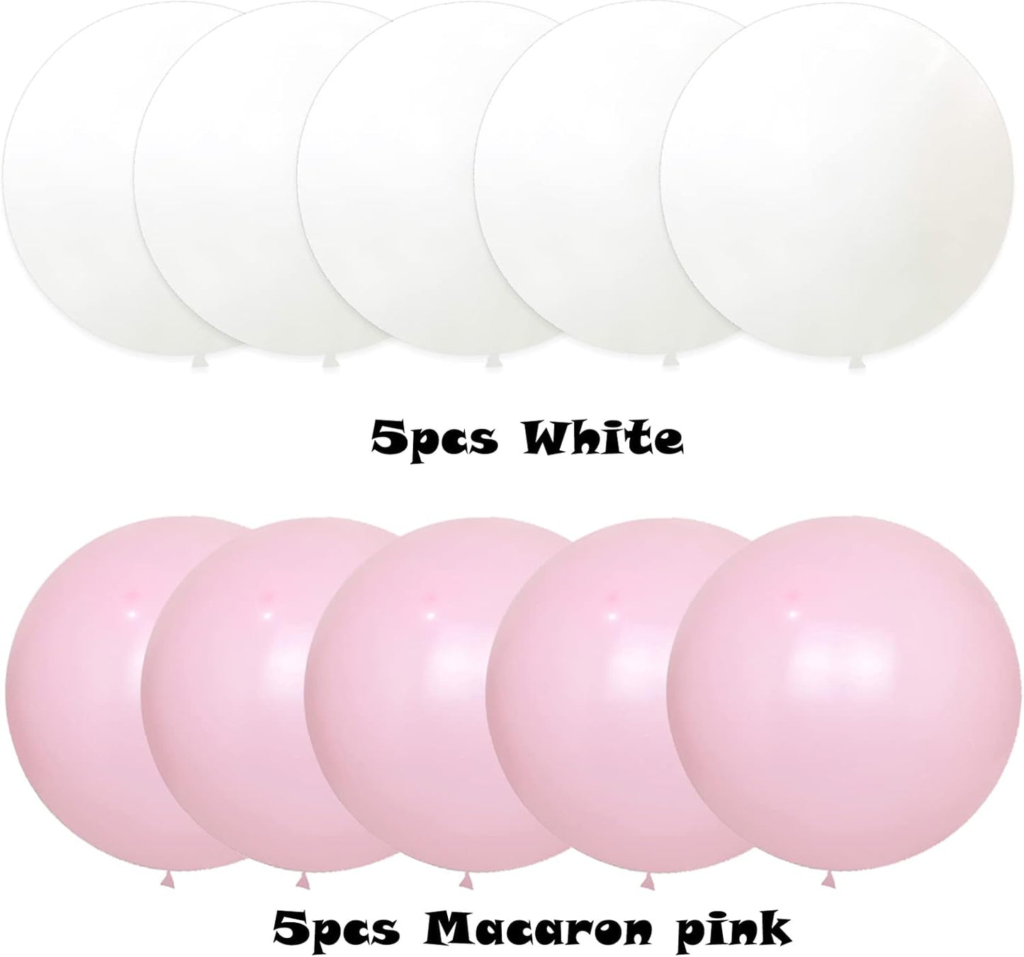 24 Inch Latex Round Balloons 10 Pack White and Macaron Pink Thick Giant Balloons for Photo Shoot Wedding Baby Shower Birthday Party Decorations by IN-JOOYAA