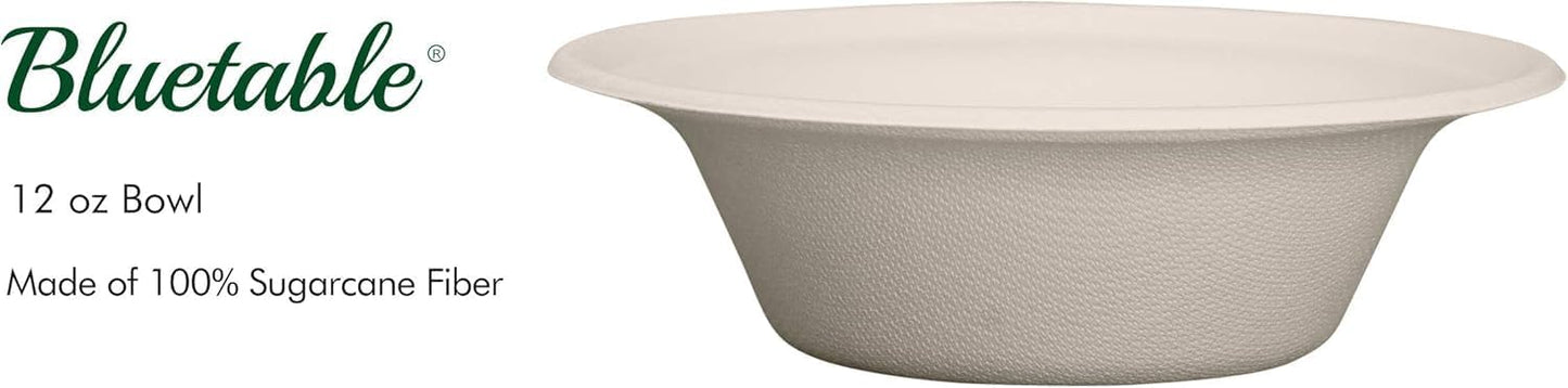 Paper Bowls Disposable Bowls Compostable [1000 Pack] Bulk 12 oz Biodegradable Bowl - Case Pack Good For Hot Soup Chili - Made from 100% Sugarcane, Eco-Friendly Bagasse Bowls Natural [1000 Pack/Case]