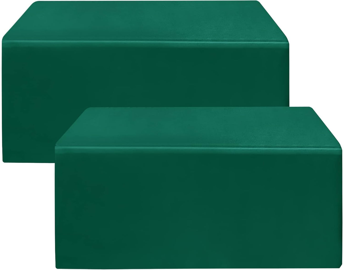 HolidayIdeas Fitted Green Table Covers - 96 x 30 Inch - 2 Pack Rectangle Tablecloths for 8 Foot Folding Tables, Polyester Fabric Table Cloth for Craft Show, Trade Show, Graduation Party