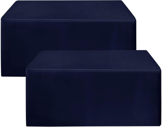 HolidayIdeas 2 Pack Fitted Table Clothes - 48 x 24 Inch - Navy Rectangle Tablecloths for 4 Foot Tables, Polyester Fabric Table Covers for Parties, Holiday Dinner, Wedding, Trade Show