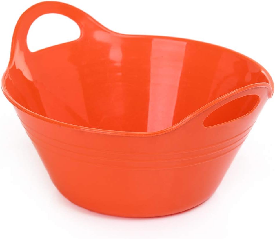 Mintra Home Plastic Bowls with Handles (1.8L Medium 2pk, Orange)