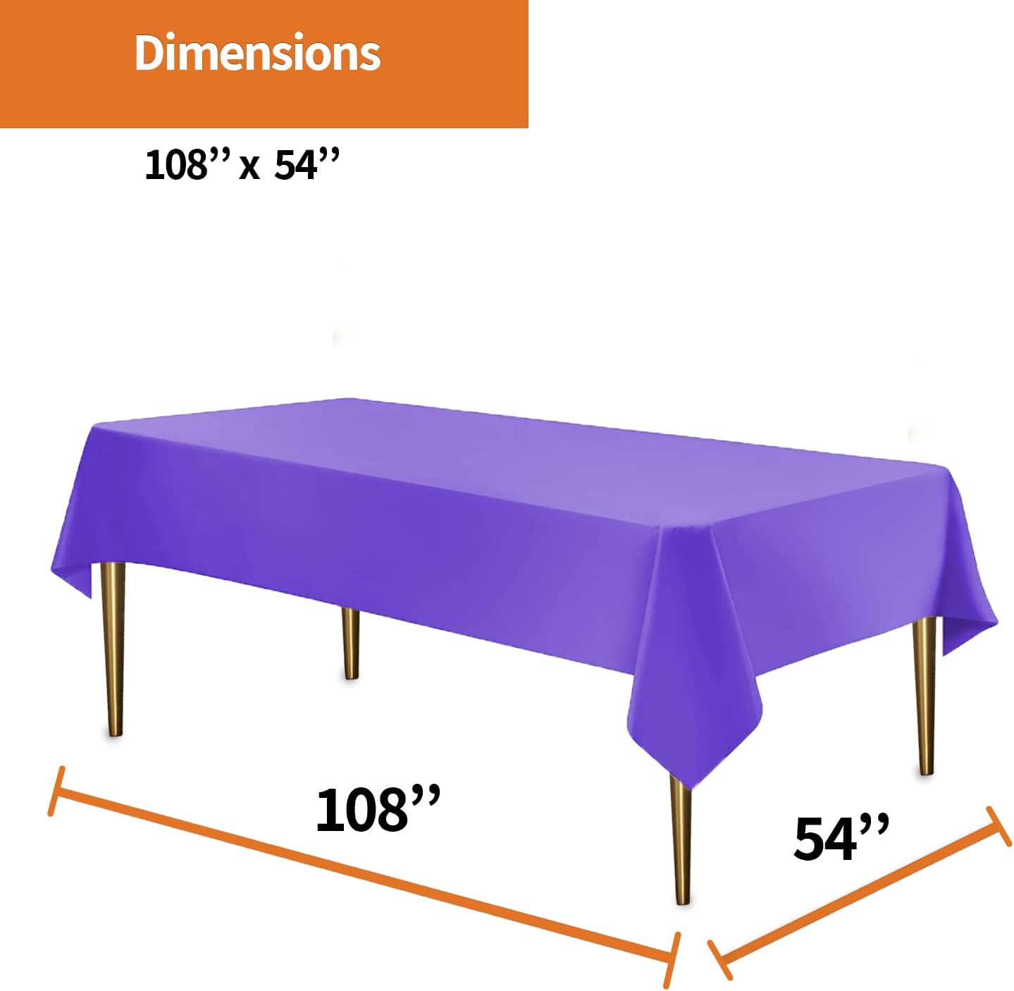 Purple Disposable Plastic Tablecloth for Rectangle Tables (12 Pack) Premium Decorative Table Cloth for Parties, Events & Weddings, Indoors & Outdoors, 54 x 108 inches, Plastic Table Cover