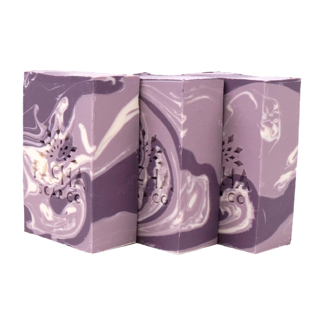Pacha Soap Co. Bar Soap - French Lavender, Handcrafted Made in the USA Natural Bar Soap with Shea Butter & Essential Oils, Moisturizing, Calming Scented Soap for Face, Hands & Body, 3-Pack (4 oz ea)