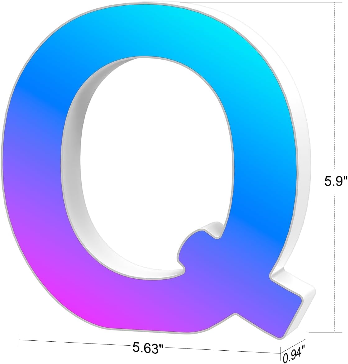 Light Up Letters Marquee Letter - Music Sync RGB Color Changing LED Lights Letter Logo Game Lights for Girls Women Party Birthday Christmas Valentine's Day Wall Desktop Decoration (MRGB-Q)