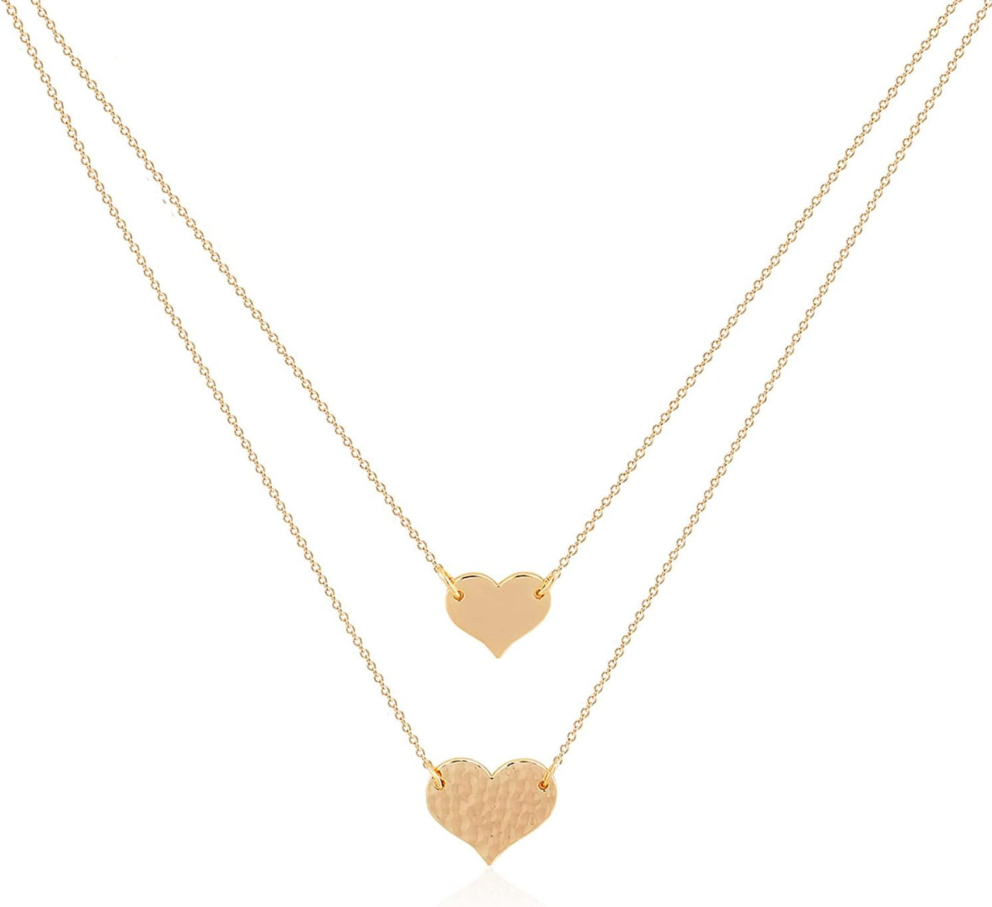 MEVECCO Layered Heart Necklace Pendant Handmade 18k Gold Plated Dainty Gold Choker Arrow Bar Layering Long Necklace for Women