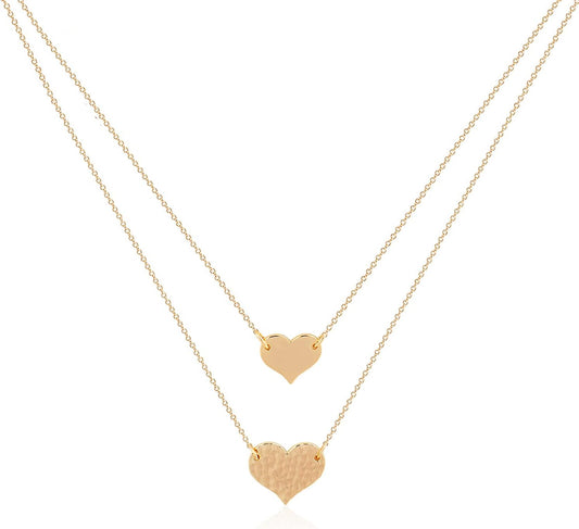 MEVECCO Layered Heart Necklace Pendant Handmade 18k Gold Plated Dainty Gold Choker Arrow Bar Layering Long Necklace for Women