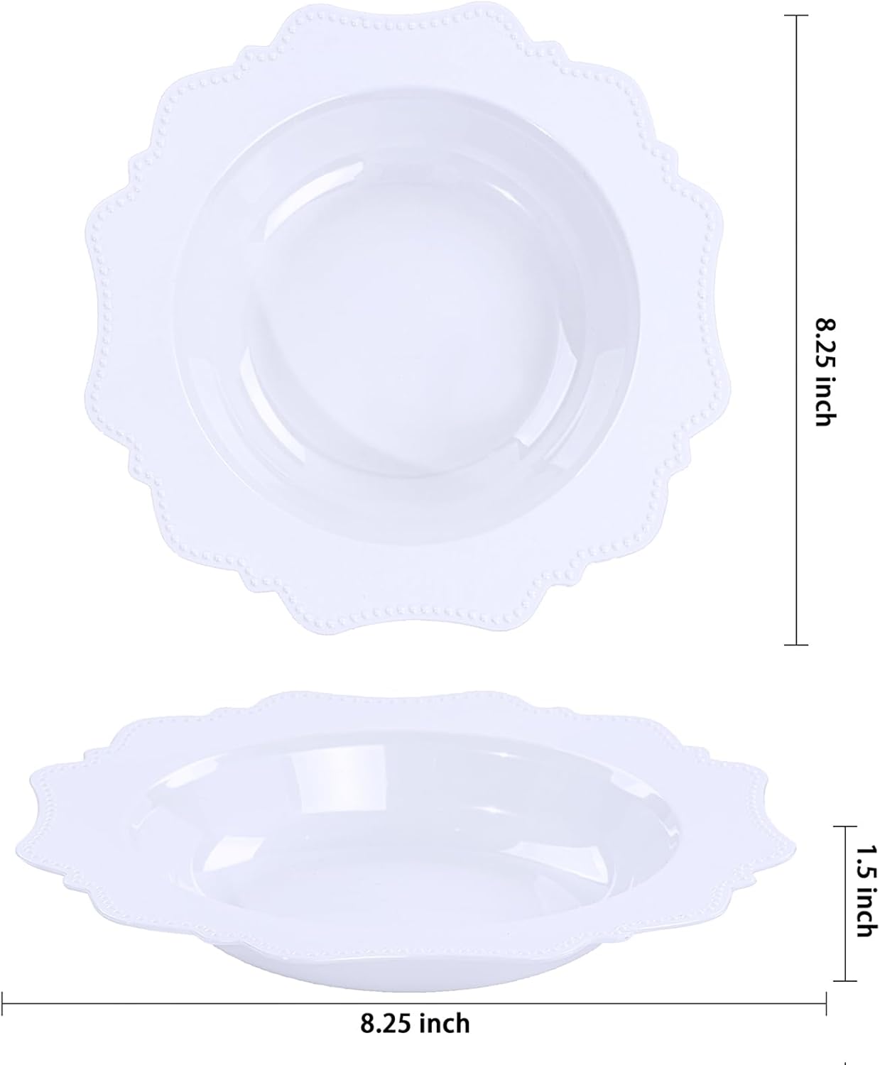 COLOSUS 60 Pack White Plastic Bowls, 12 oz Disposable Soup Bowls, Premium Plastic Dinner Bowls,Heavy-duty Dessert Salad Bowl for Party, Wedding, Dinner, Christmas, Thanksgiving, and Catering