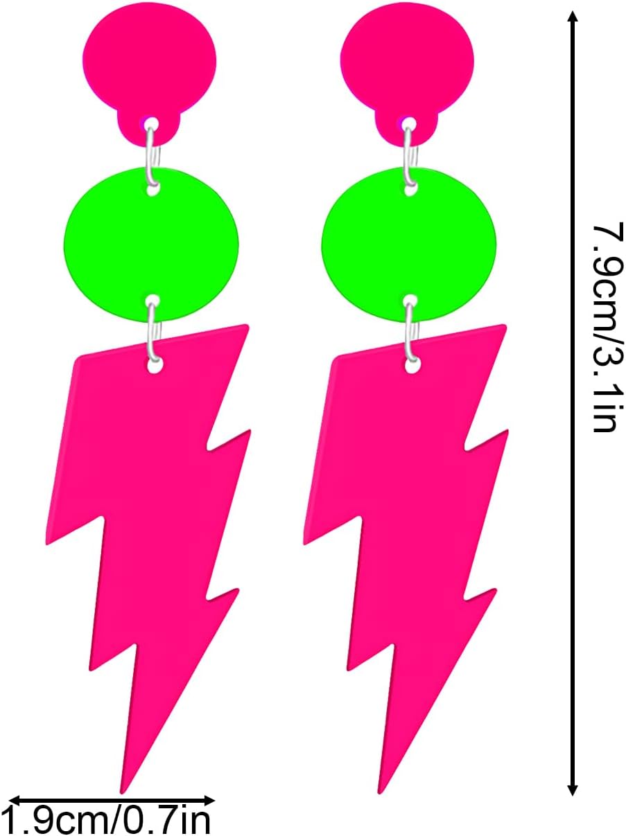 80s 90s Retro Cassette Tape Neon Earrings for Women Acrylic Radio Earring Set for 80s 90s Accessories Cosplay Party Jewelry Gifts