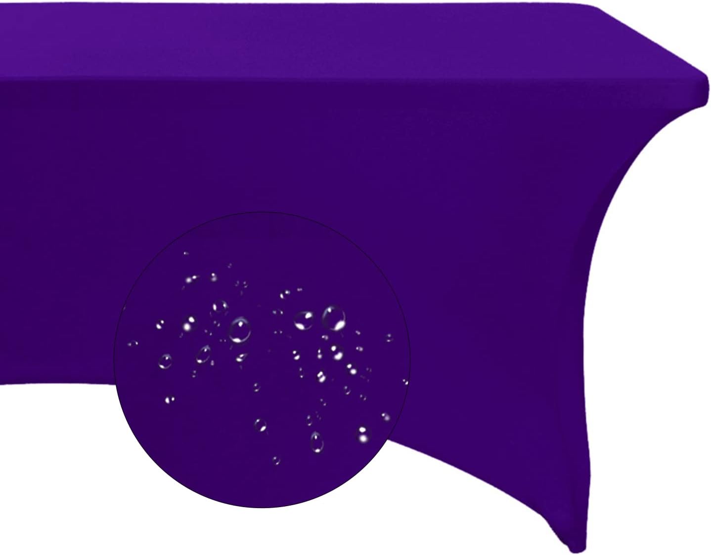 Spandex 8ft Waterproof Table Cover for Party,Wedding, Banquet, and Events(Purple)