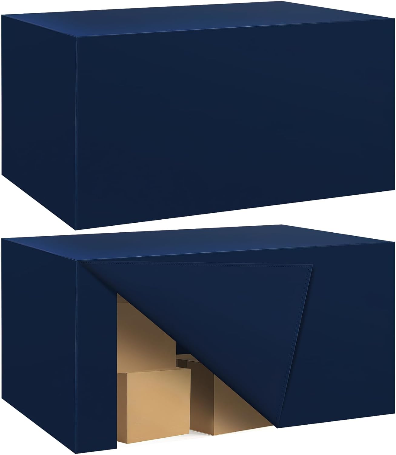 Ascoza 2 Pack Fitted Tablecloth for 4 Foot Rectangle Tables 48 x 24 Inch Navy Table Covers Water Resistant Polyester Table Cloth for Wedding,Parties,Display, Trade Show (Navy)