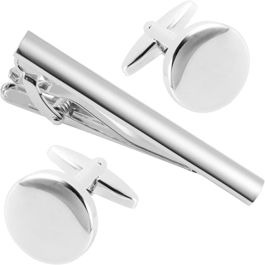 GWD Cufflinks and Tie Clip Set for Men Personalized Cuff Links Business Wedding Father's Day Gift