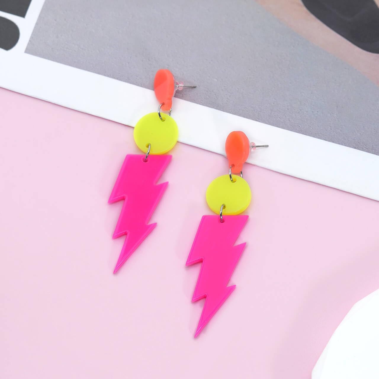 80s 90s Retro Cassette Tape Neon Earrings for Women Acrylic Radio Earring Set for 80s 90s Accessories Cosplay Party Jewelry Gifts