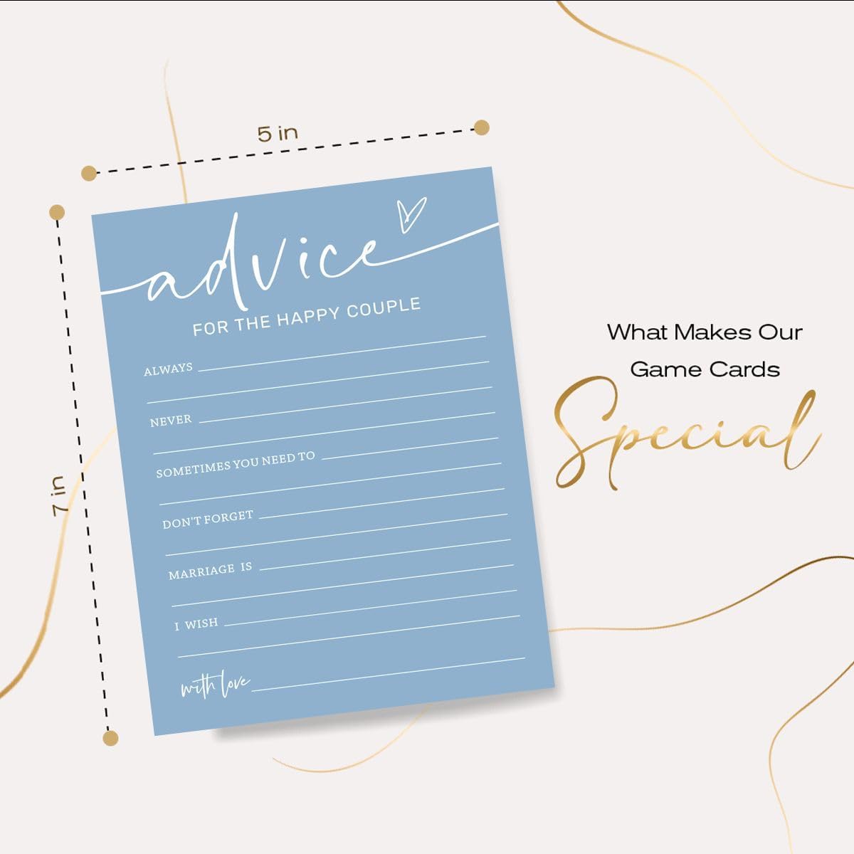 Bridal Shower Games Cards, Advice for the Happy Couple, Bridal Shower Games 25 Guests, Engagement Party Wedding Games for Guests, Minimalist Blue Wedding Party Supplies - B10