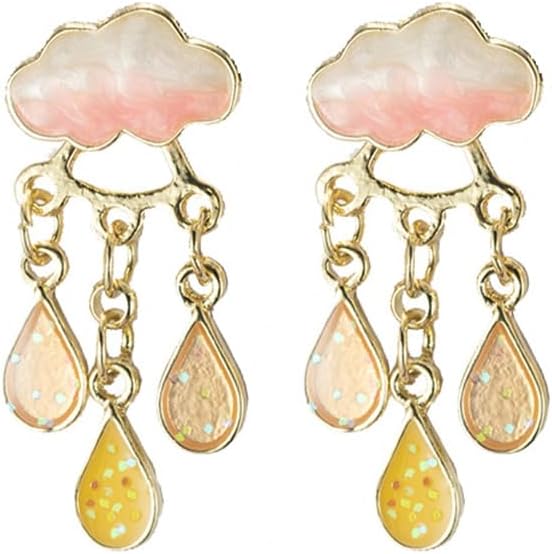 Fun Raindrop Cloud Earrings for Women Blue Rain Cloud Earrings Teardrop Tassel Dangle Earrings Interesting Weather Jewelry