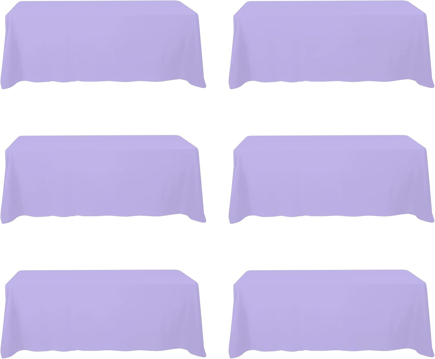 BRILLMAX 6 Pack Lavender Tablecloths for 8 Foot Rectangle Tables 90 x 156 Inch - 8ft Rectangular Bulk Linen Polyester Fabric Washable Cloth Cover for Wedding Reception Banquet Birthday Party